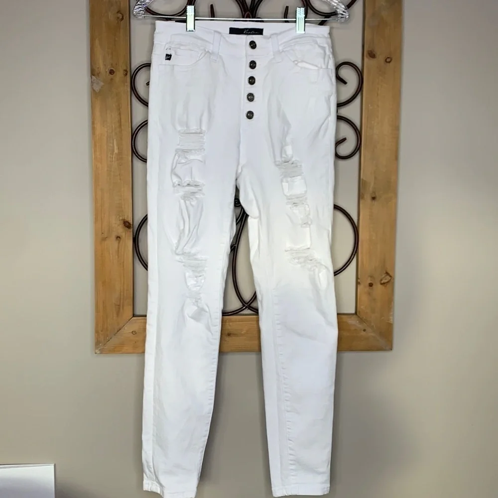 KanCan high rise button fly distressed jeans